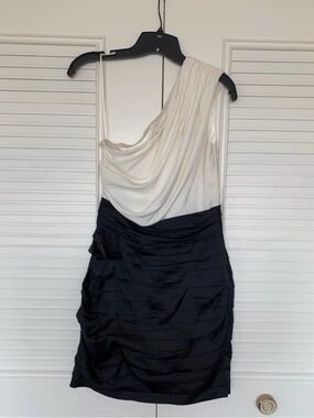 Express B&W One-Shoulder Cocktail Dress